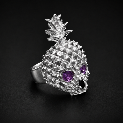 Purple Skull Pineapple Ring 925 Sterling Silver
