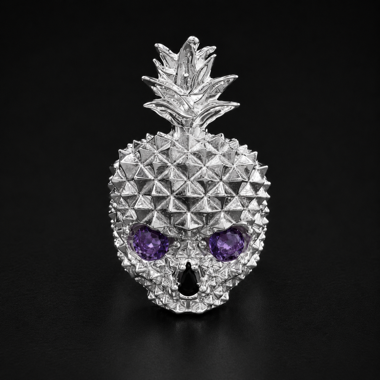 Purple Skull Pineapple Ring 925 Sterling Silver