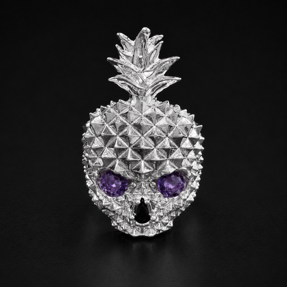 Purple Skull Pineapple Ring 925 Sterling Silver