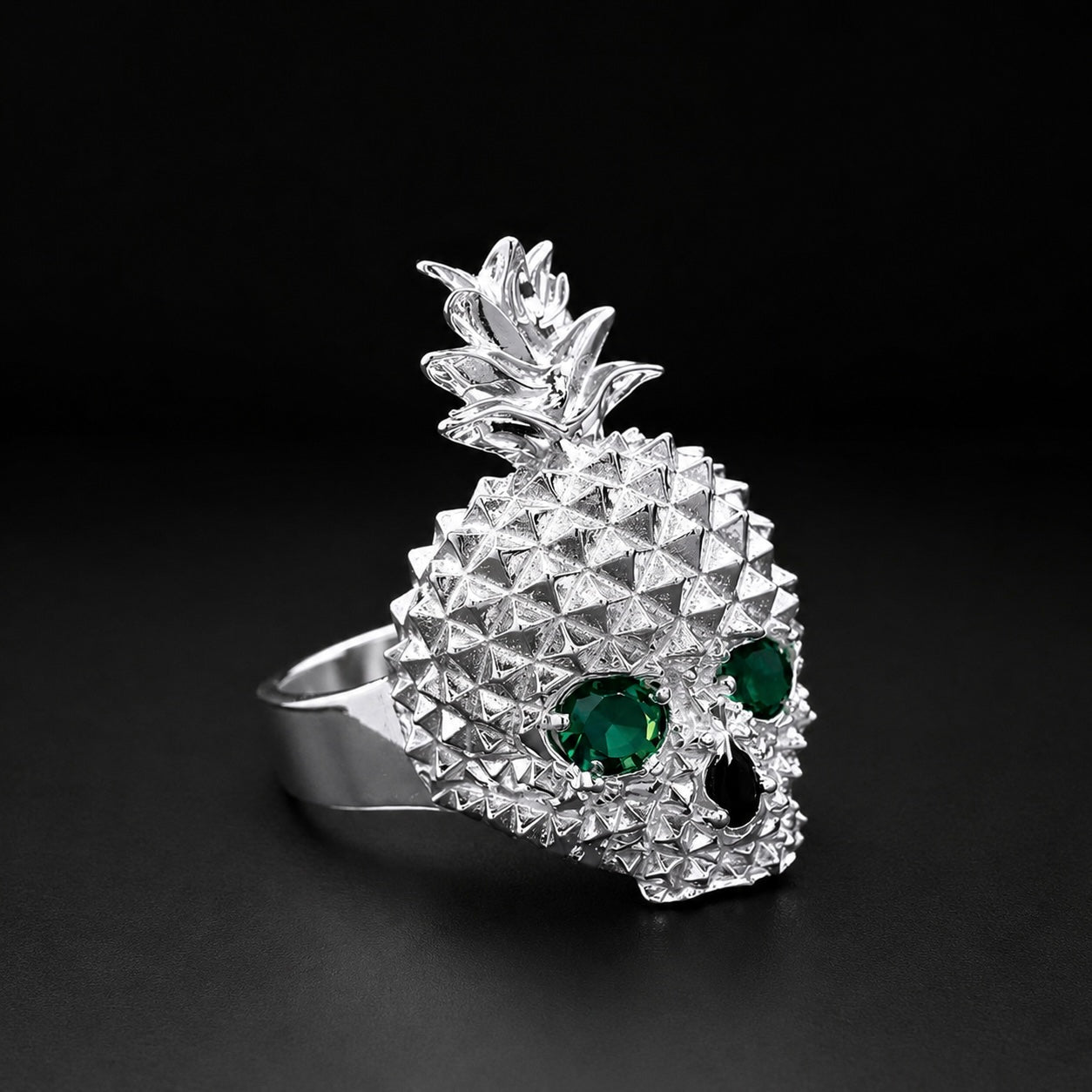 Anillo Piña Calavera Verde Plata 925 Plata 925 mexicana - MEXA Jewelry