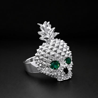 Anillo Piña Calavera Verde Plata 925 Plata 925 mexicana - MEXA Jewelry