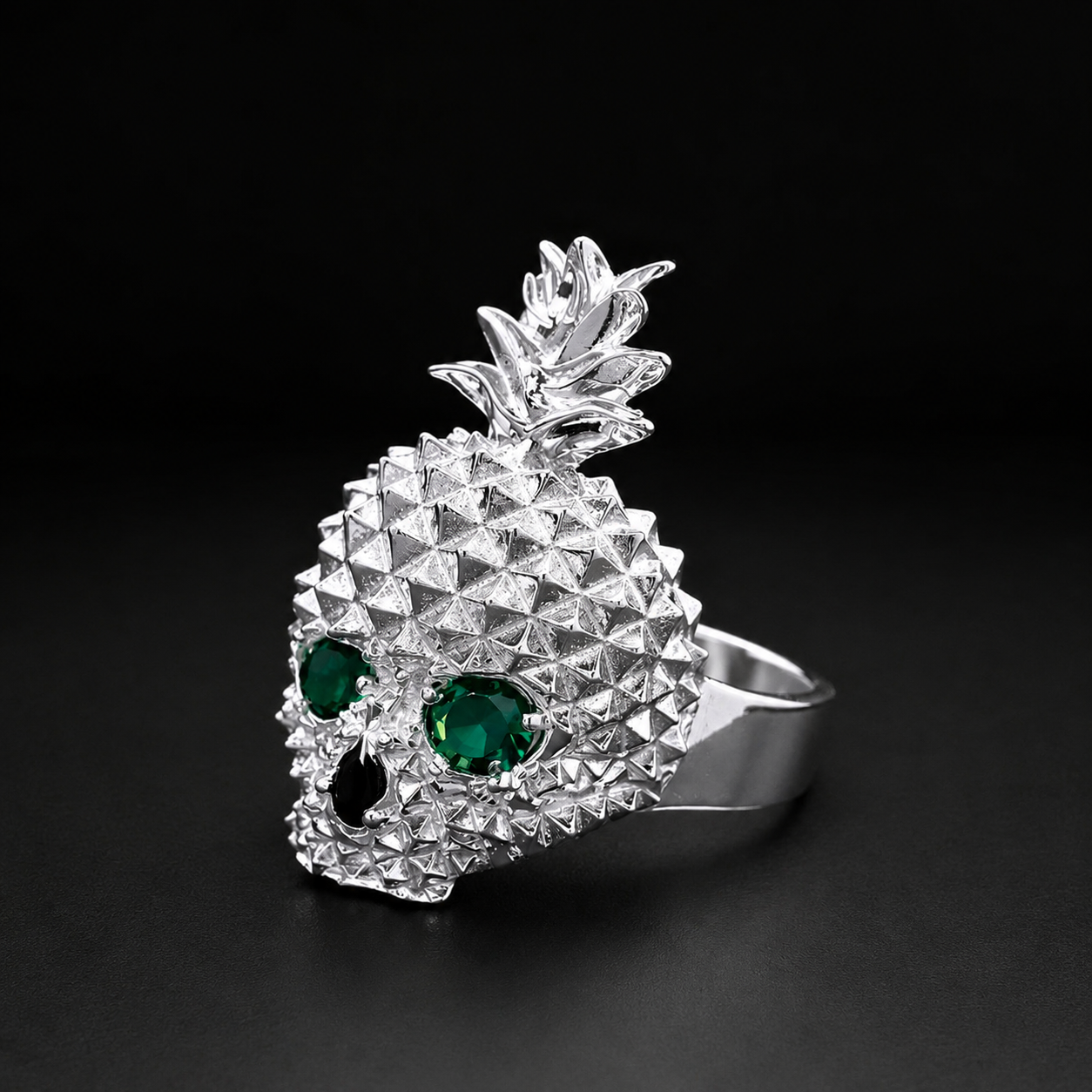 Anillo Piña Calavera Verde Plata 925 Plata 925 mexicana - MEXA Jewelry