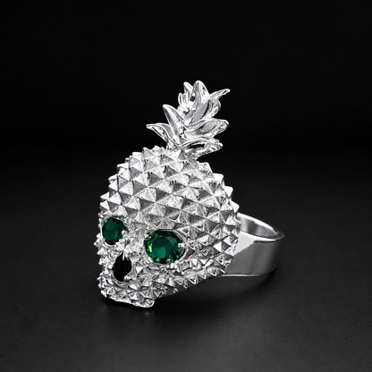 Anillo Piña Calavera Verde Plata 925 Plata 925 mexicana - MEXA Jewelry