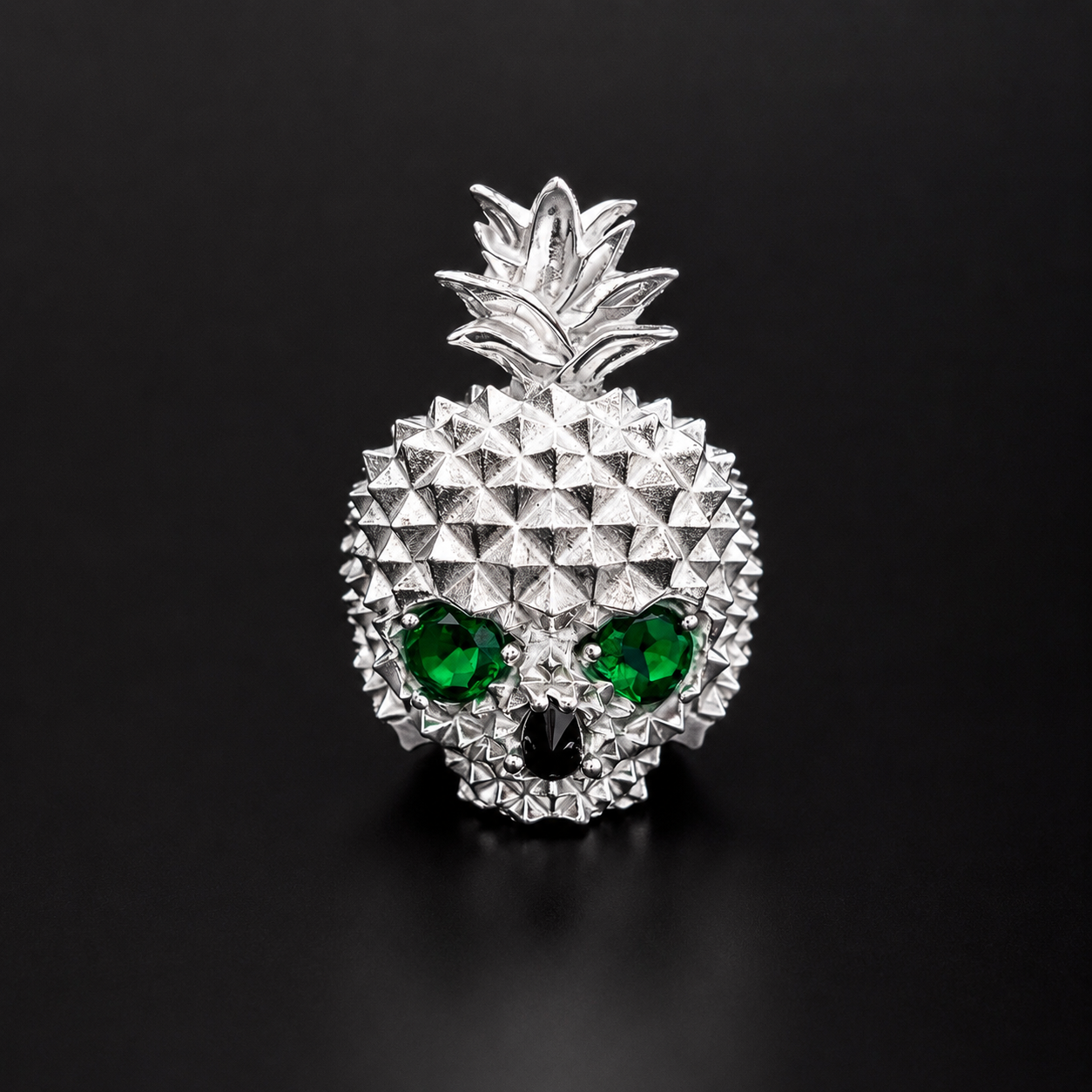 Anillo Piña Calavera Verde Plata 925 Plata 925 mexicana - MEXA Jewelry