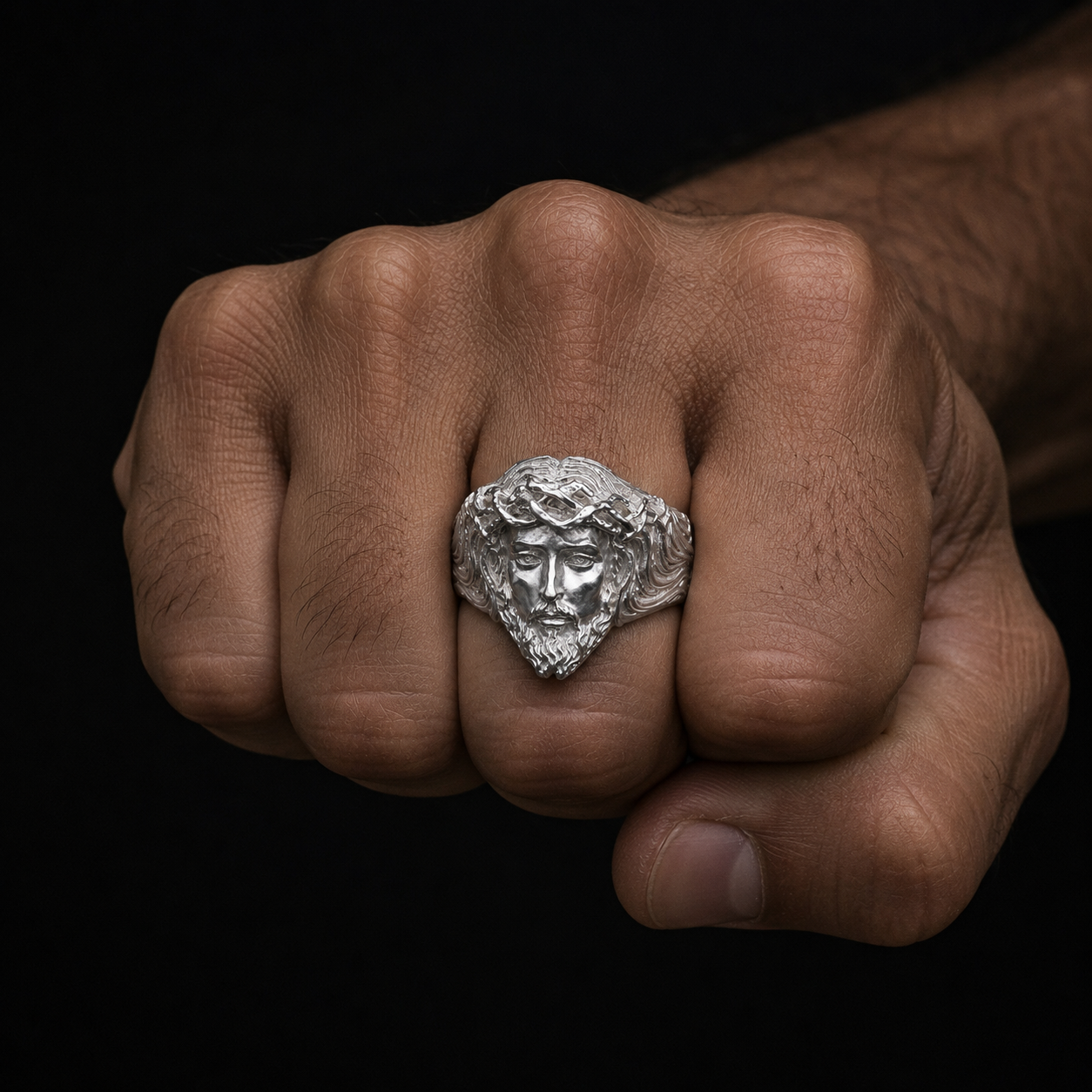 Anillo Rostro de Cristo Plata 925