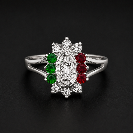 Our Lady of Guadalupe Tricolor Ring 925 Silver