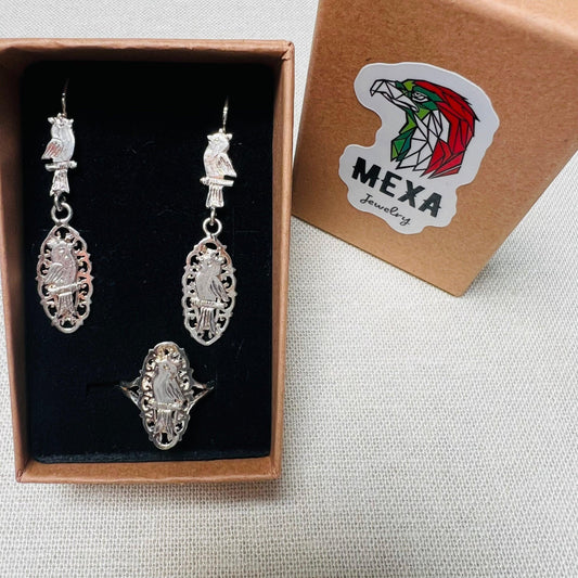 Aretes & Anillo Colibri-SETS DAMA-MEXA JEWELRY-[PLATA925]-[Platamexicana]-[Joyeriamexicana]-MEXA JEWELRY