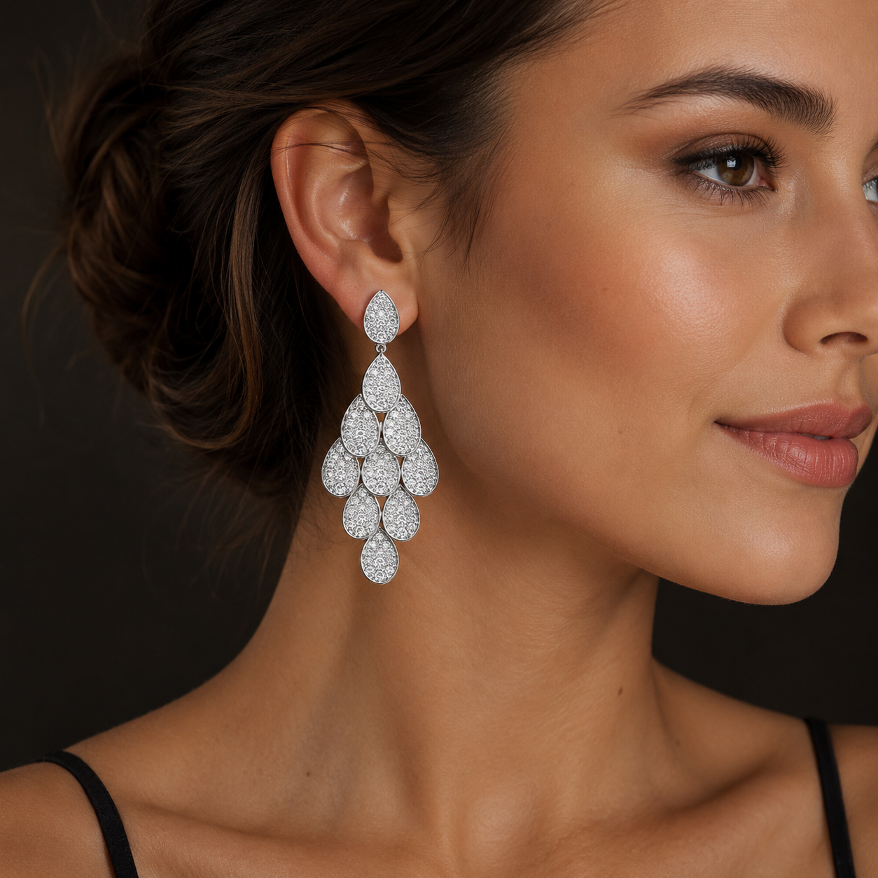 Aretes Gota Cascada Plata 925