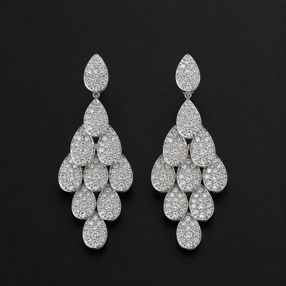 Aretes Gota Cascada Plata 925