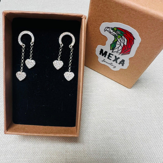 Aretes Largos Corazon-ARETES-MEXA JEWELRY-[PLATA925]-[Platamexicana]-[Joyeriamexicana]-MEXA JEWELRY