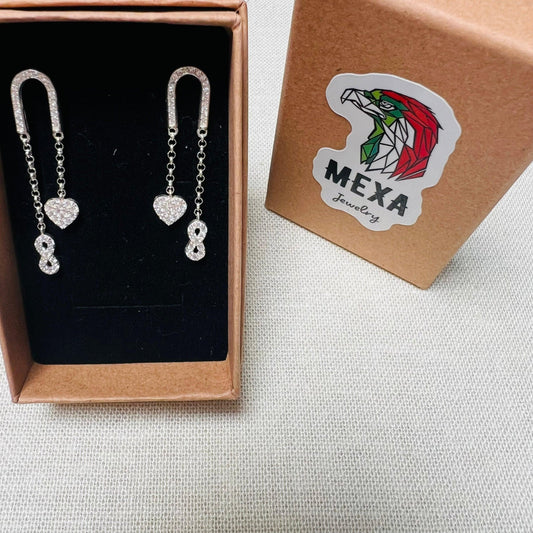 Aretes Largos Infinito Corazon-ARETES-MEXA JEWELRY-[PLATA925]-[Platamexicana]-[Joyeriamexicana]-MEXA JEWELRY