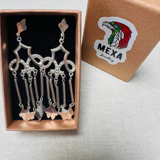 Aretes Largos Tradicionales-ARETES-MEXA JEWELRY-[PLATA925]-[Platamexicana]-[Joyeriamexicana]-MEXA JEWELRY