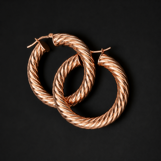Twisted Hoop Earrings 925 Sterling Silver