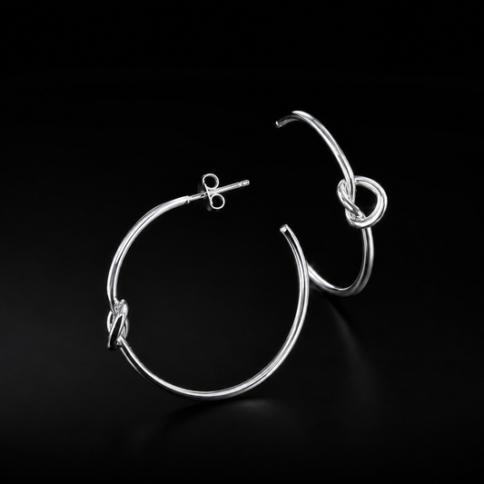 Knot Hoop Earrings 925 Sterling Silver