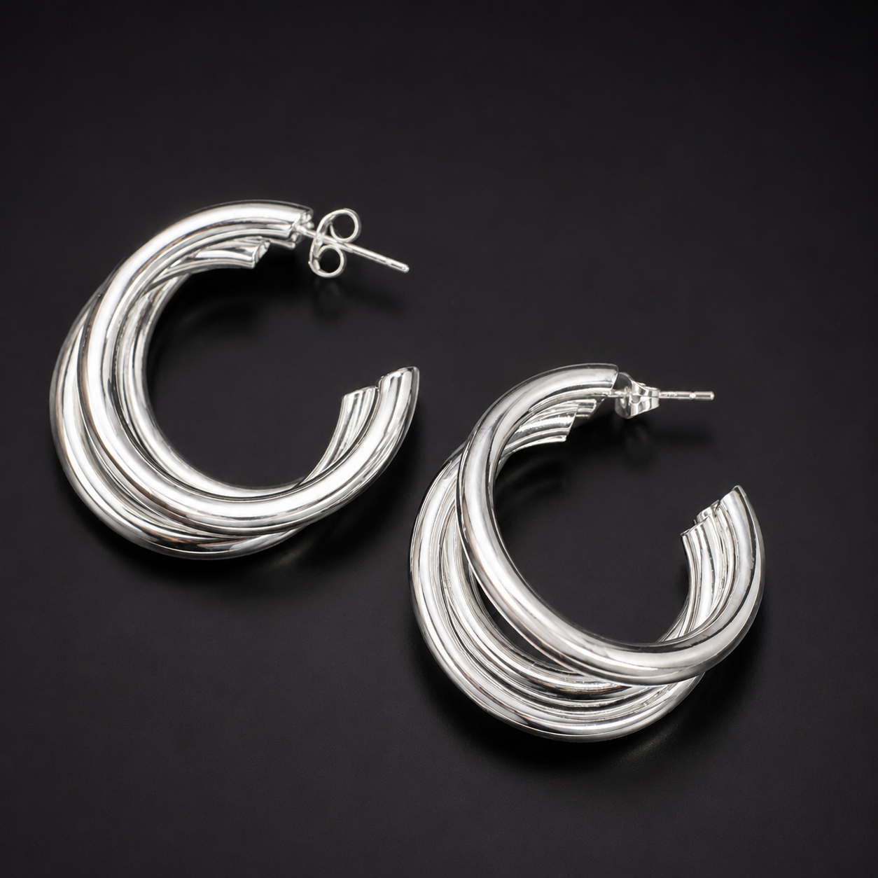 Arracadas Triple Aro Plata 925
