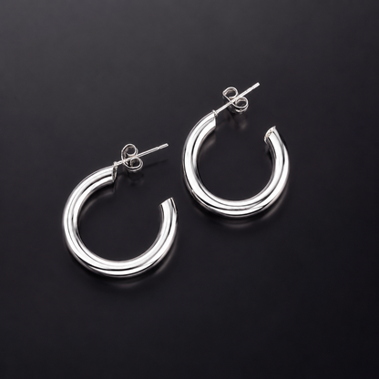Tube Hoop Earrings 925 Sterling Silver