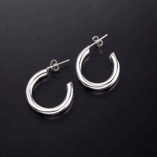 Tube Hoop Earrings 925 Sterling Silver