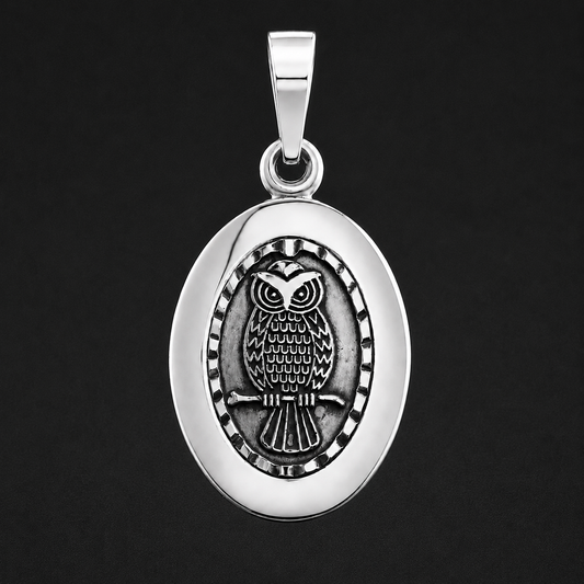 Owl Oval 925 Sterling Silver