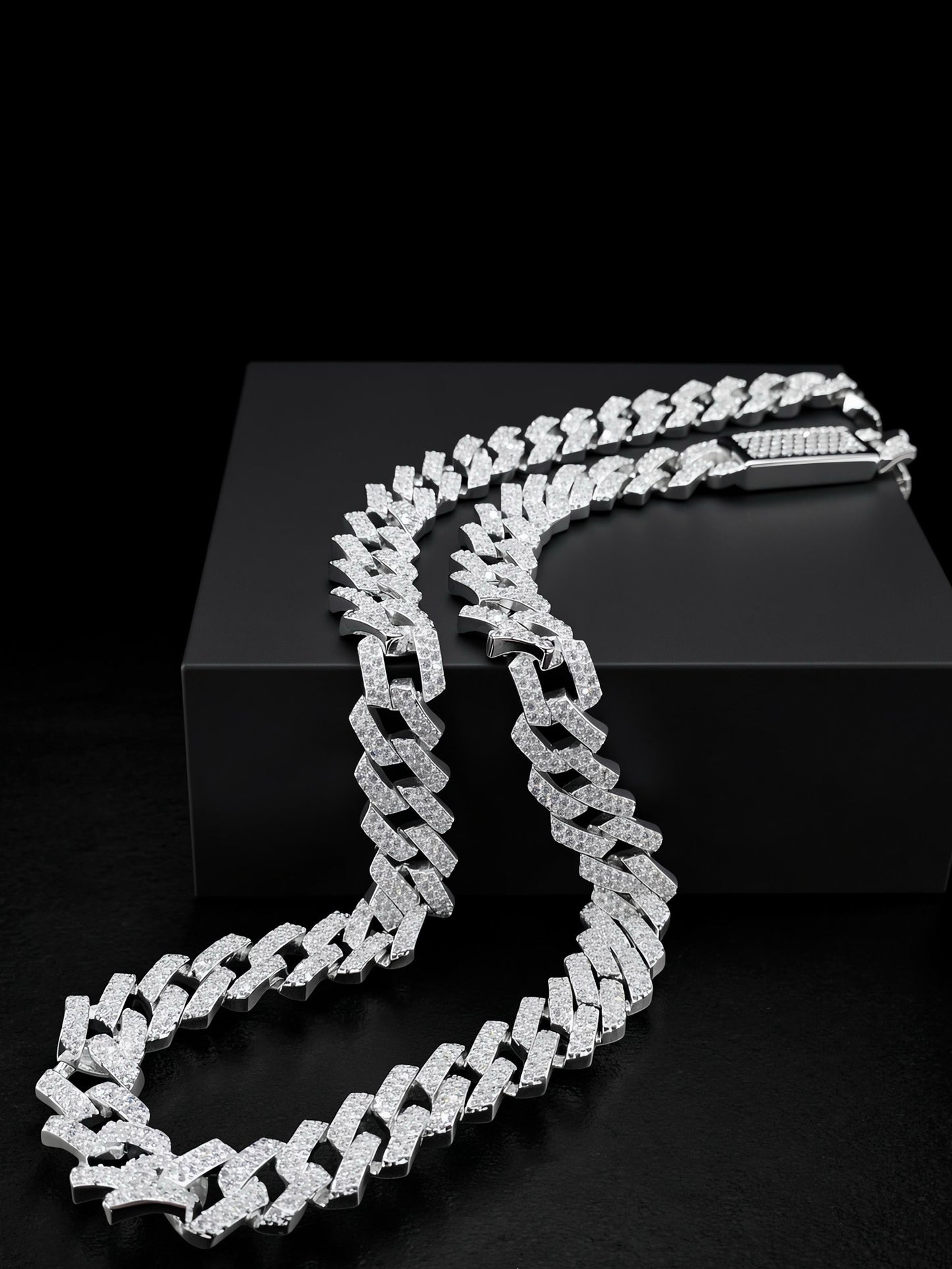 Cadena Eslabón Cuadrado Zirconia Plata 925