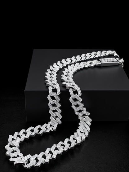 Cadena Eslabón Cuadrado Zirconia Plata 925