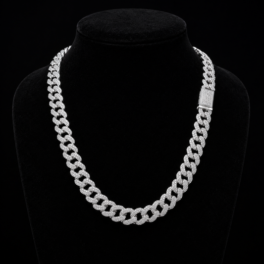 Round Link Chain with Zircoin 925 Sterling Silver