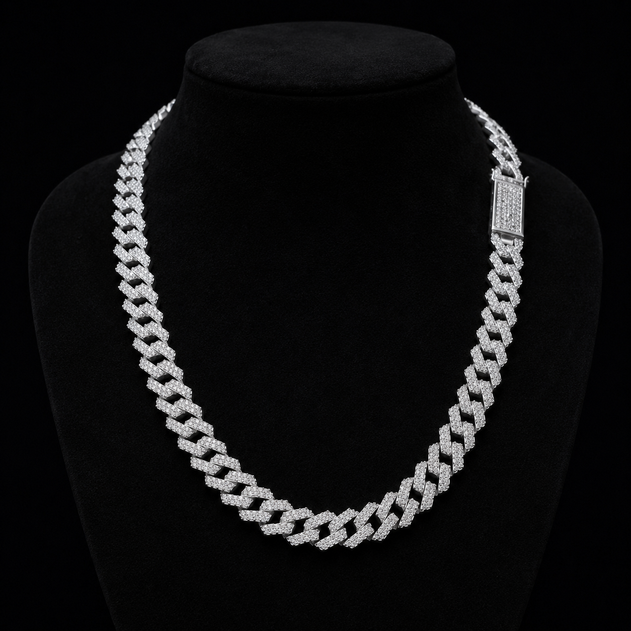 Cadena Eslabón Cuadrado Zirconia Plata 925