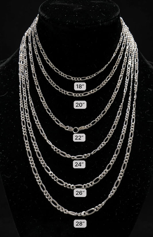 Cadena Fígaro 3.5mm Plata 925 Plata 925 mexicana - MEXA Jewelry