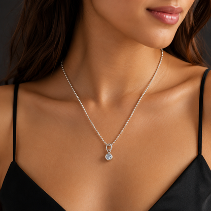 Minimalist Bezel CZ Necklace 925 Silver