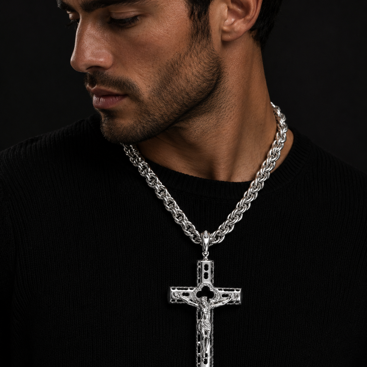 Cruz con Cristo Plata 925