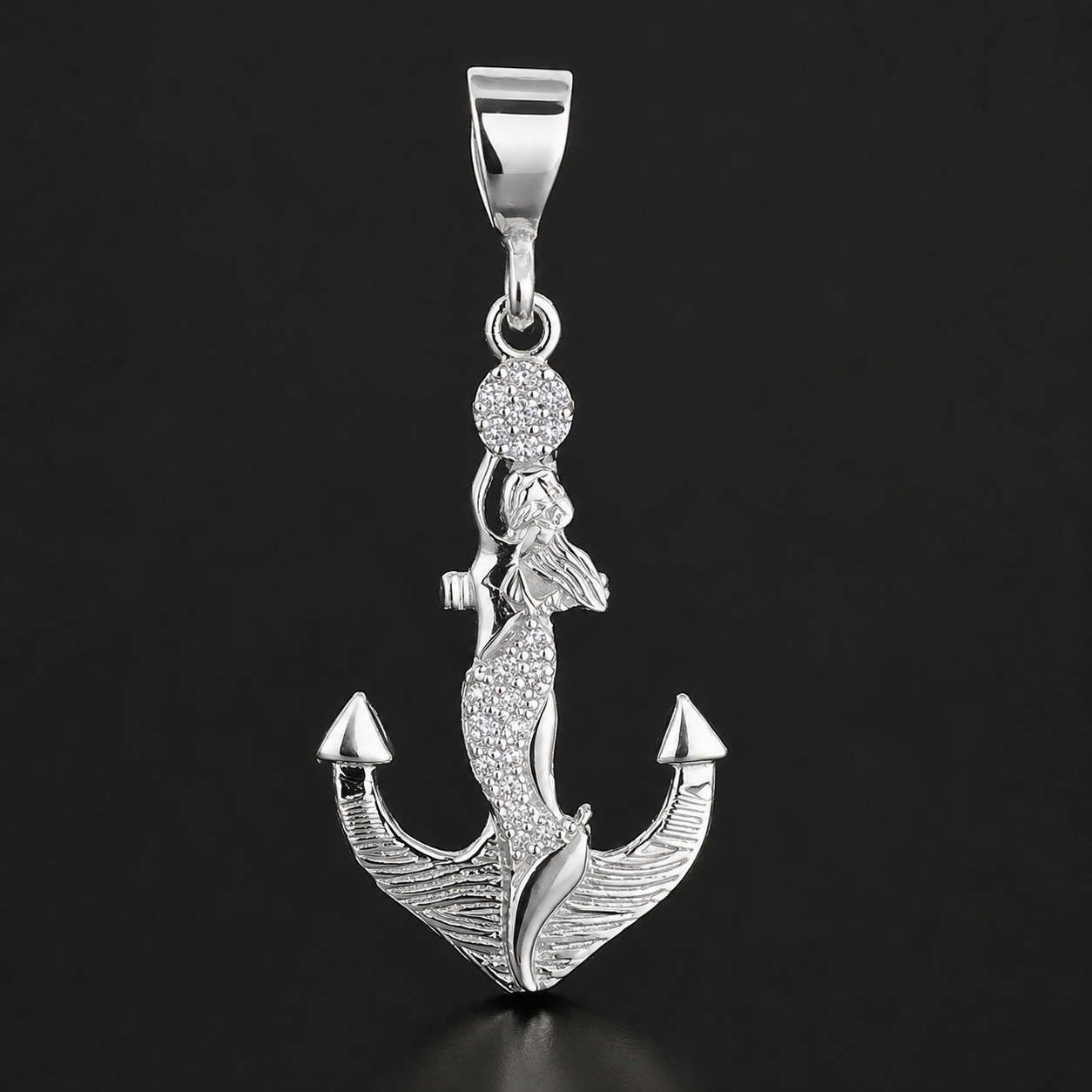 Mermaid Anchor Pendant 925 Sterling Silver