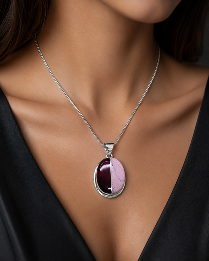 Dije Bicolor Piedra Natural Plata 925