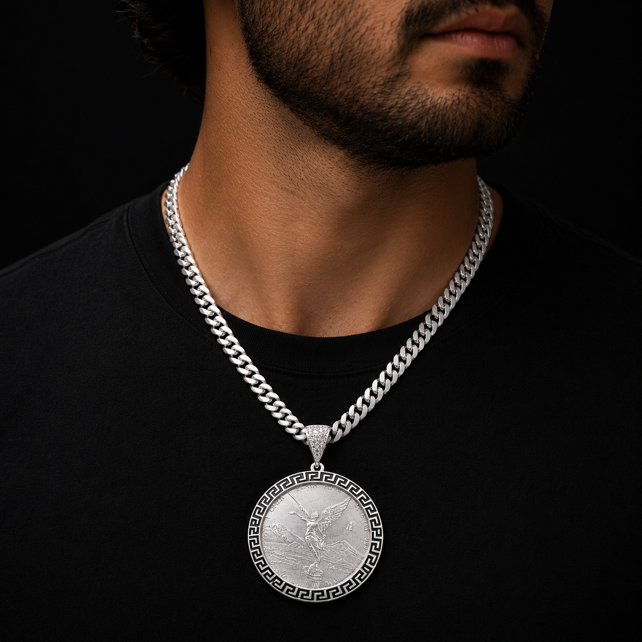 Dije Bisel Centenario Greco Negro Plata 925