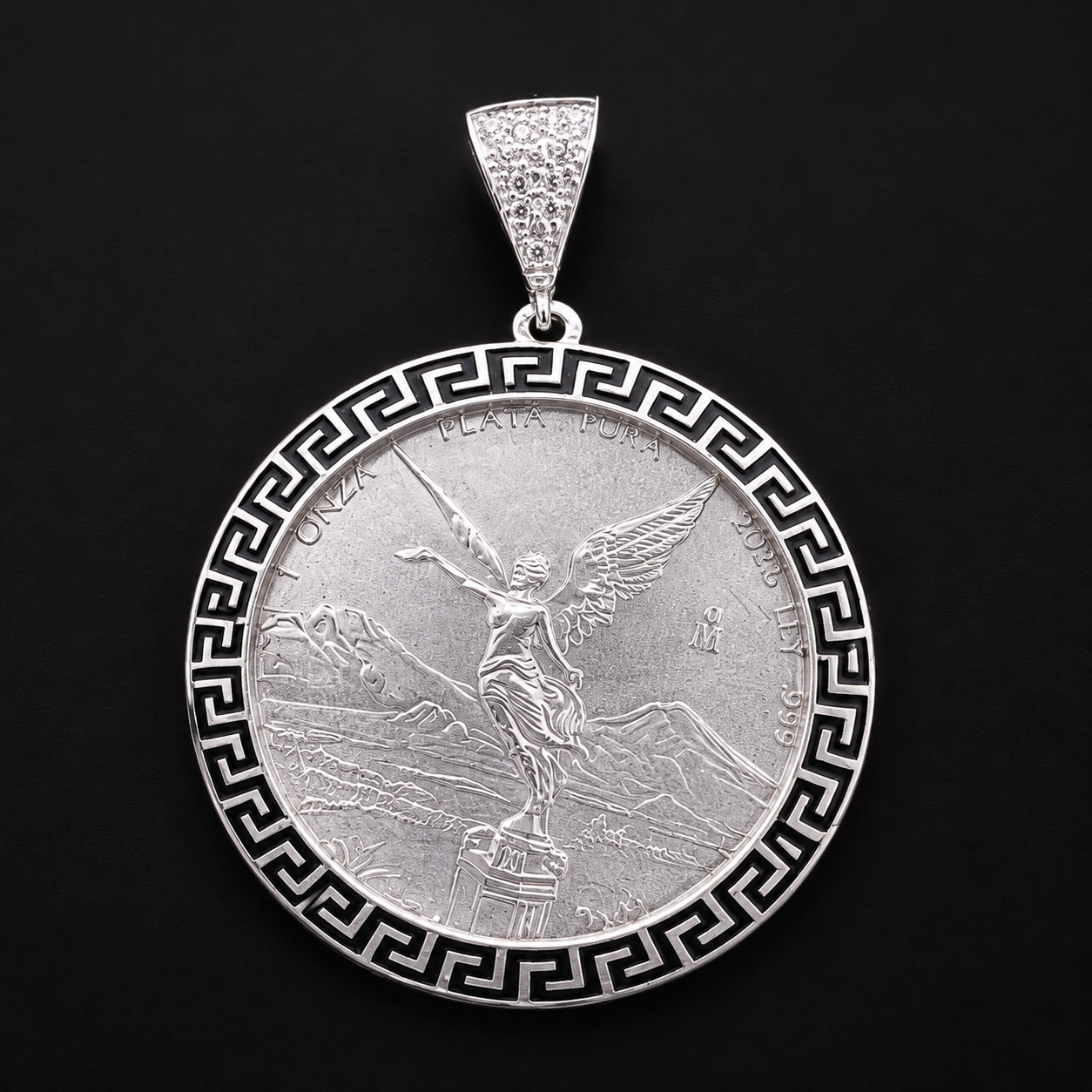 Dije Bisel Centenario Greco Negro Plata 925