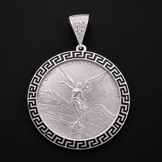 Centenario Bezel Pendant Greek Black Silver 925 