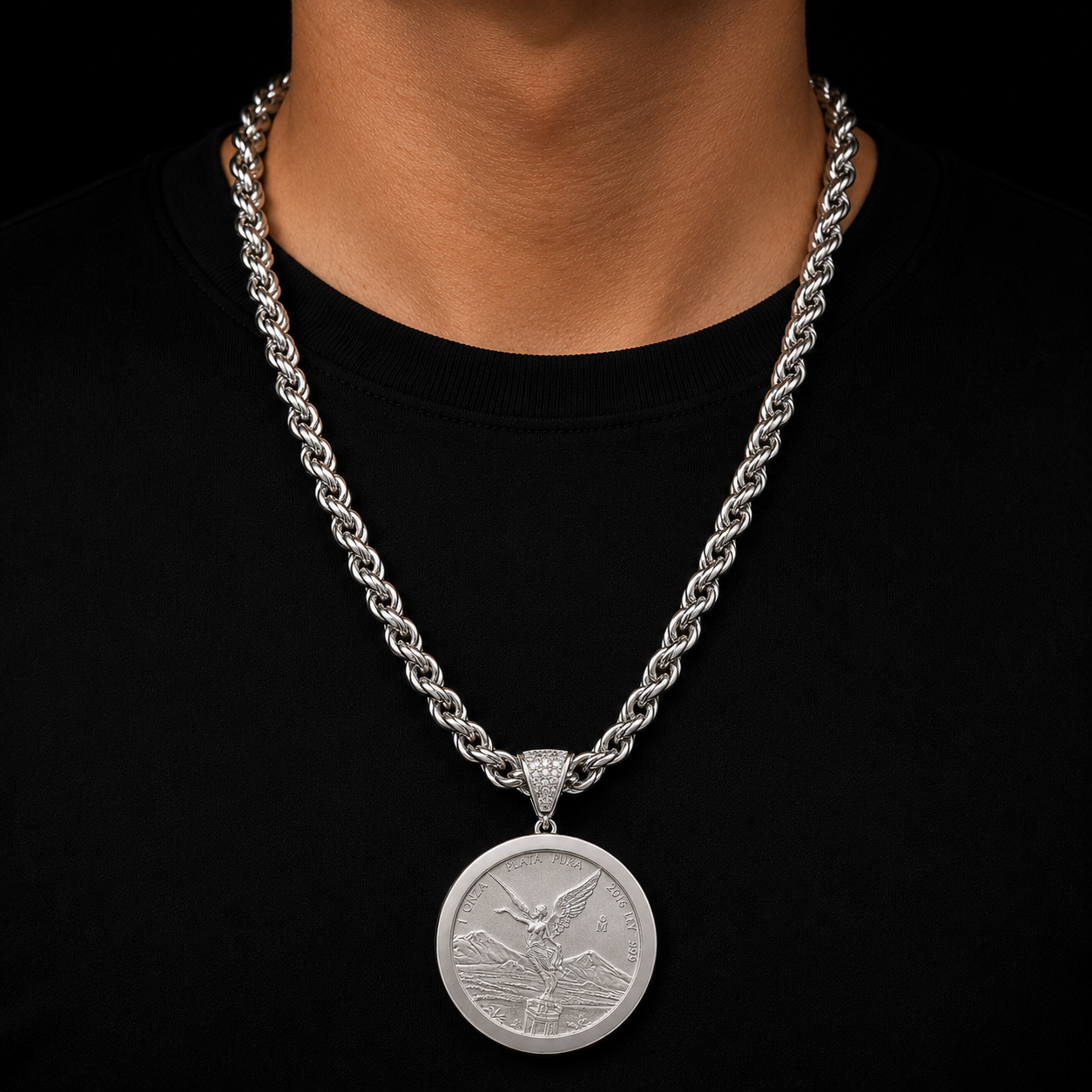 Centenario Bezel Pendant 925 Sterling Silver