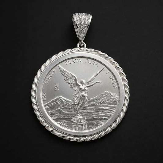 Centenario Rope Bezel Pendant 925 Sterling Silver