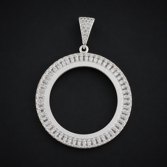 Bezel Pendant Ounce CZ Baguette Silver 925