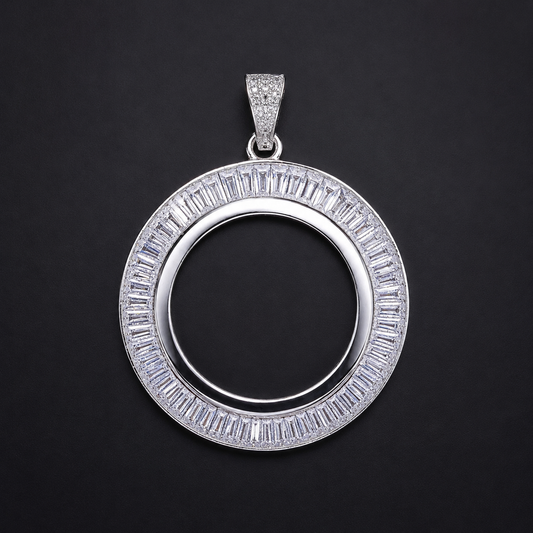 Bezel Pendant Ounce CZ Baguette Silver 925