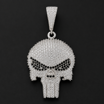 Dije Calavera Estilo Punisher Negro Plata 925