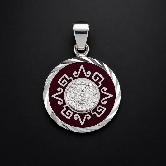Aztec Calendar Sterling Silver Pendant