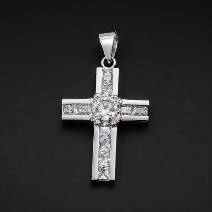 925 Sterling Silver Zirconia Cross Pendant