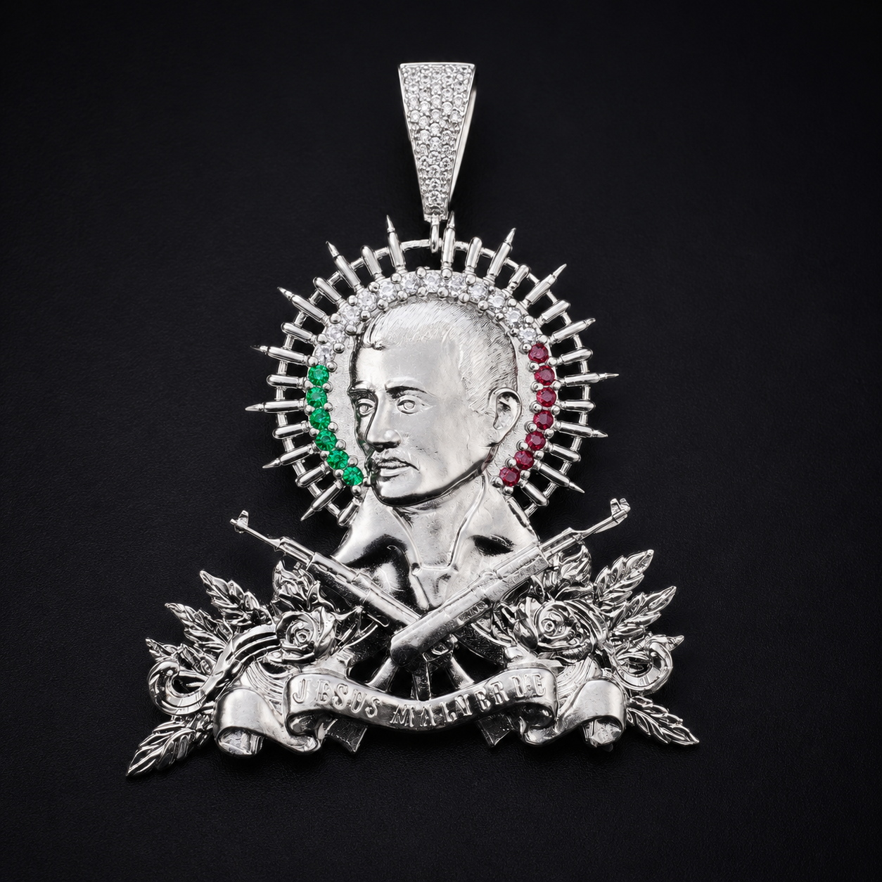 Dije Jesus Malverde XXL 925 Plata