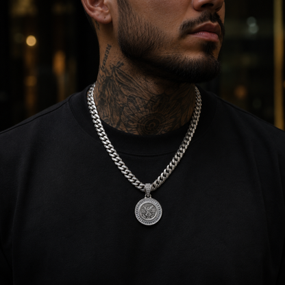 Centenario Coin Pendant CZ Baguette 925 Silver
