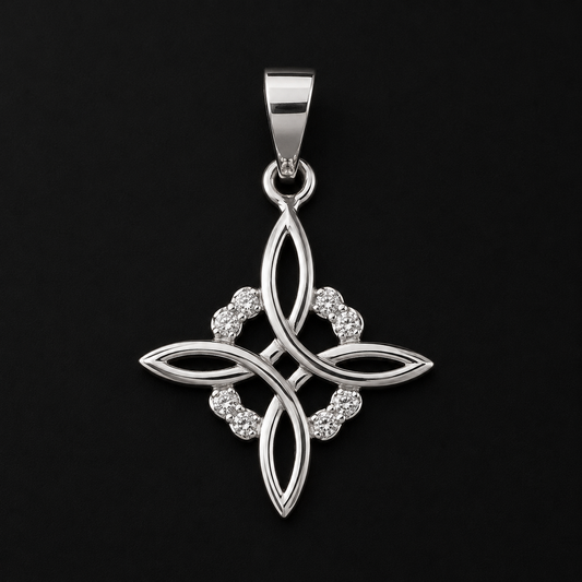Witch Knot CZ Pendant Sterling Silver 925