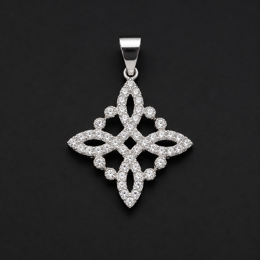 Iced Out CZ Witch's Knot Pendant Sterling Silver 925