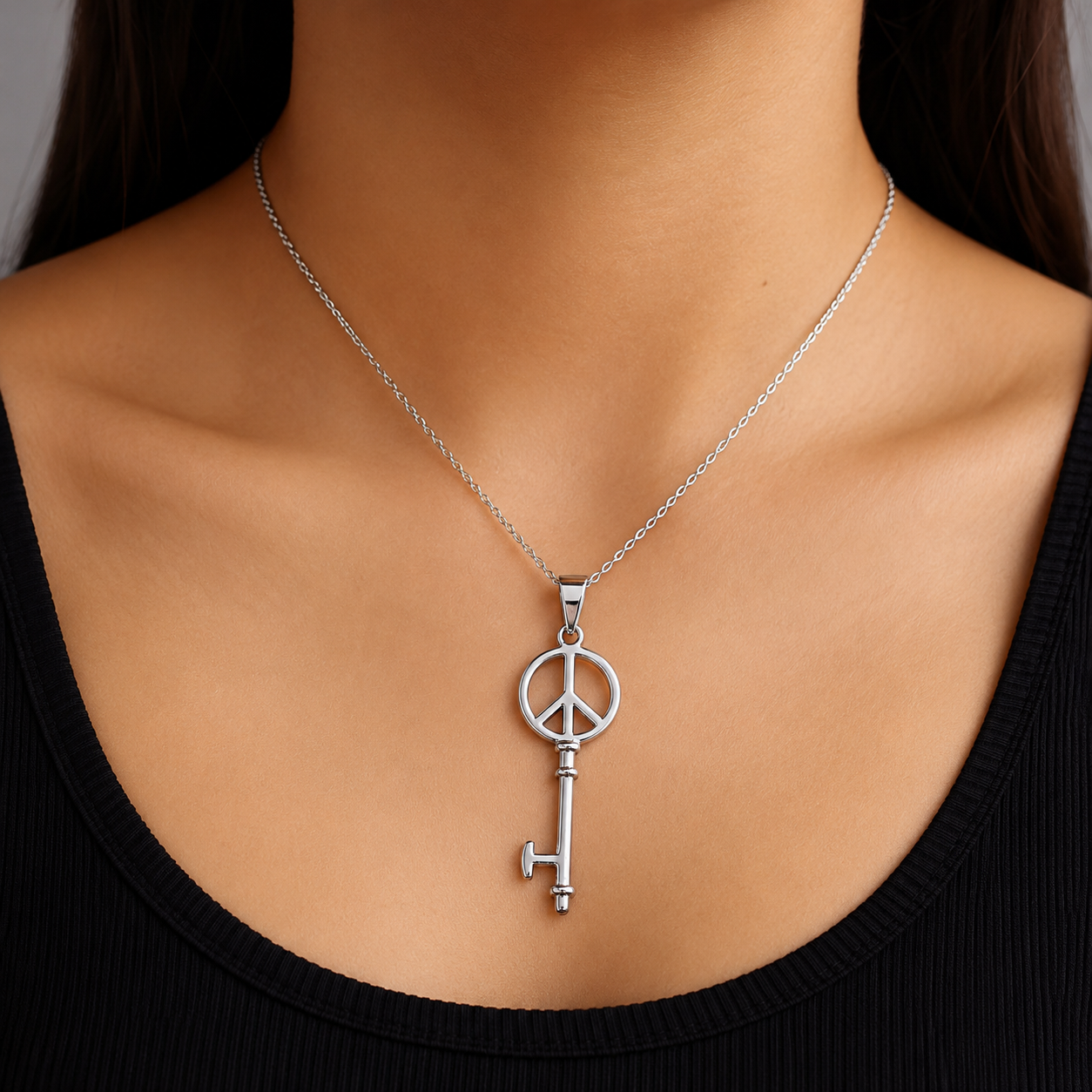 Peace Key Pendant 925 Sterling Silver