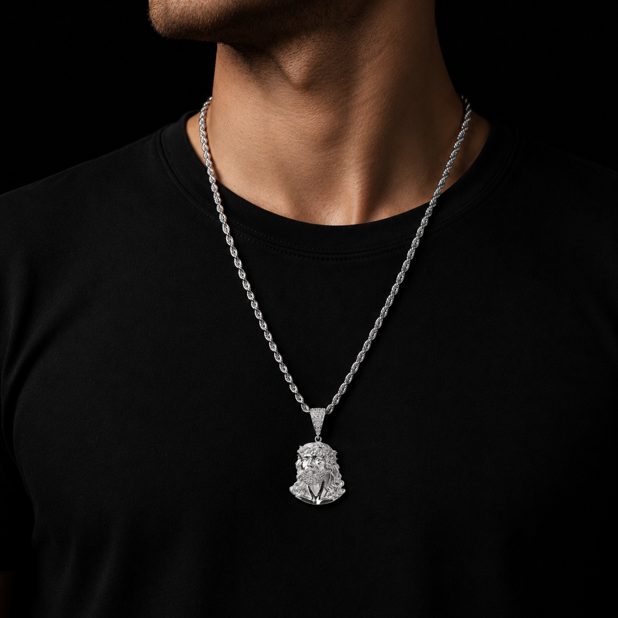 Dije Rostro de Jesucristo CZ Plata 925