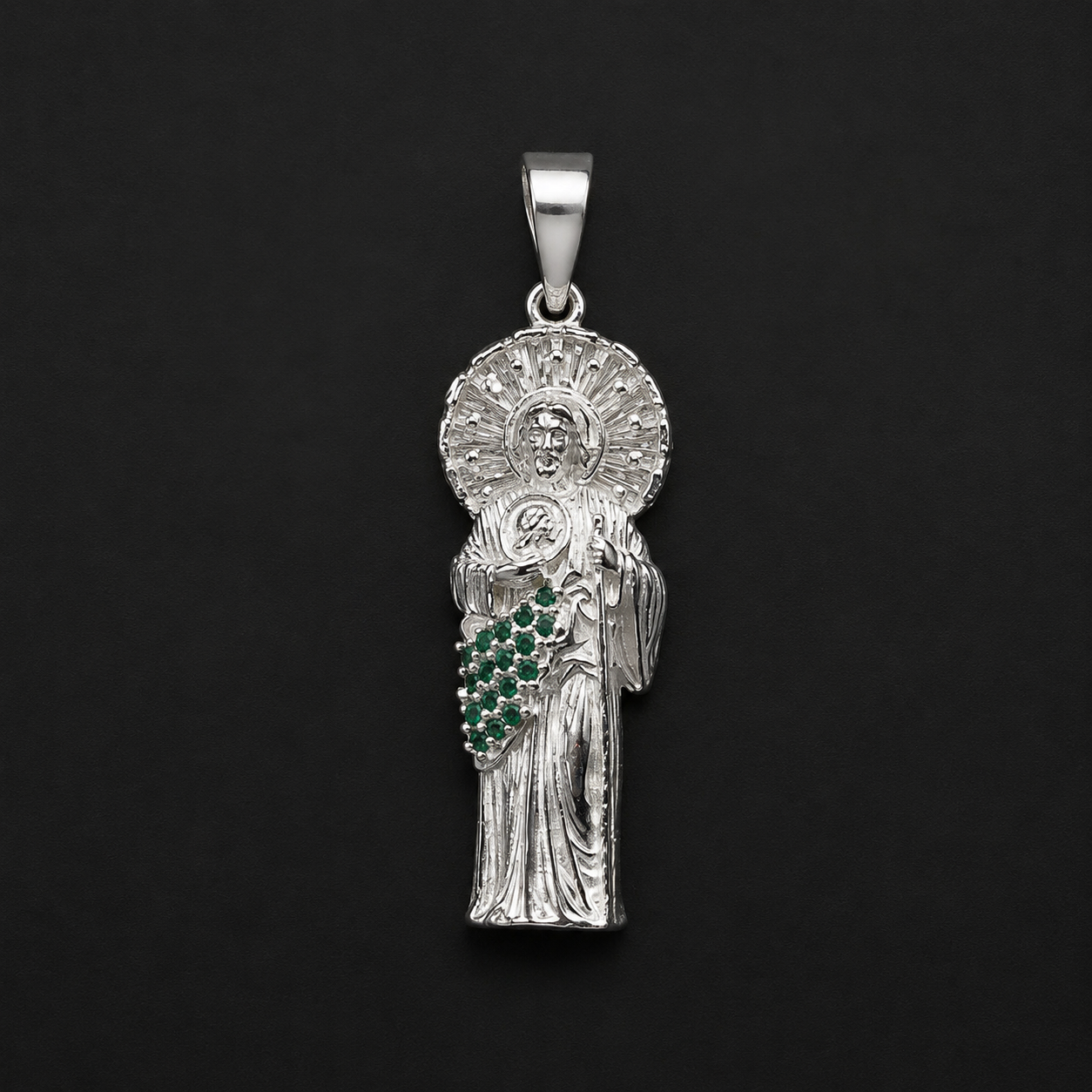 St Jude Green Zircoin Pendant 925 Sterling Silver