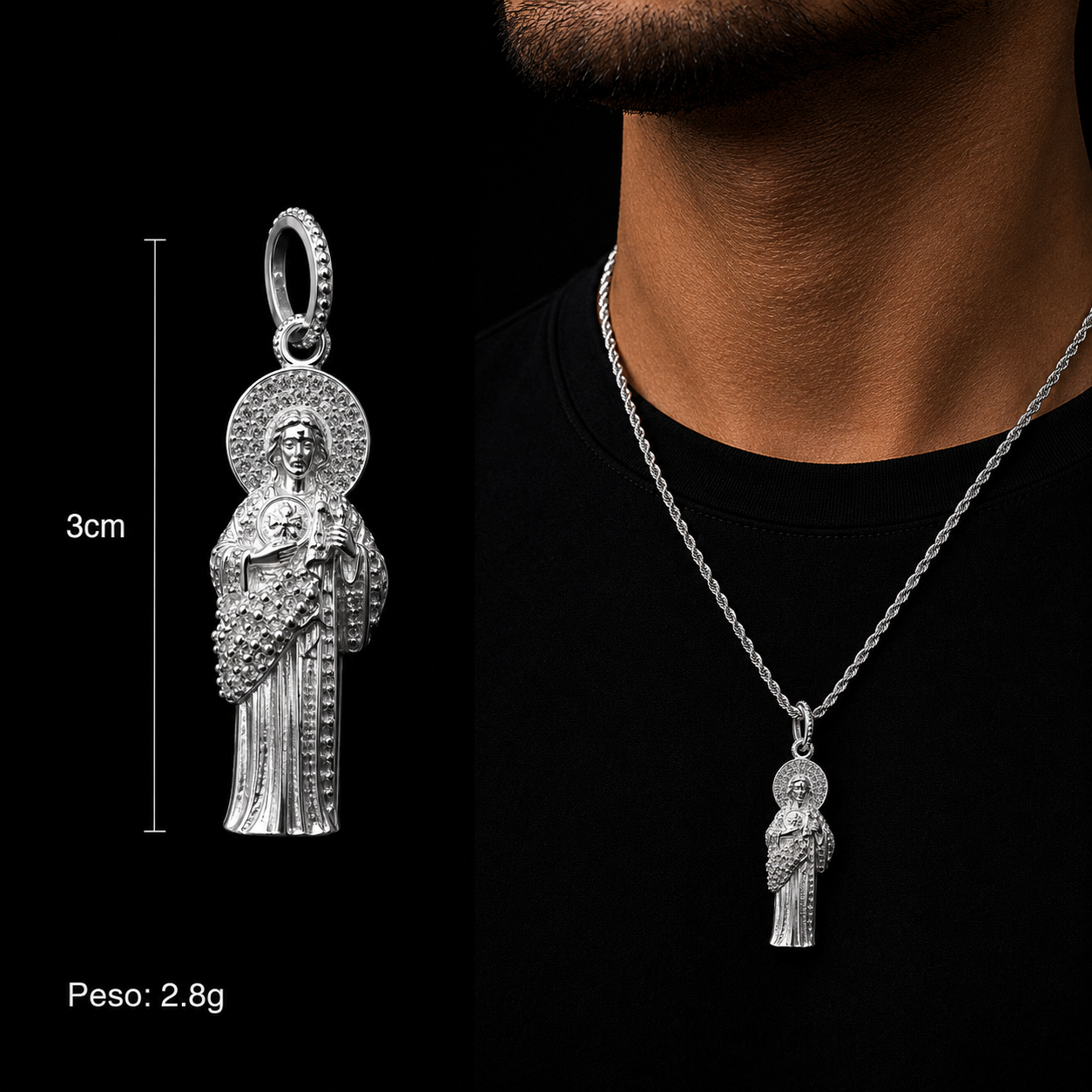 Dije San Judas CZ Plata 925