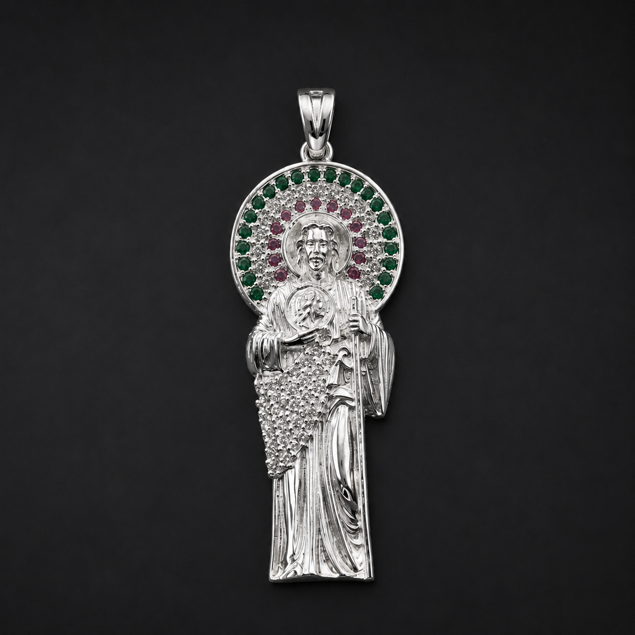 Dije San Judas CZ Tricolor Plata 925
